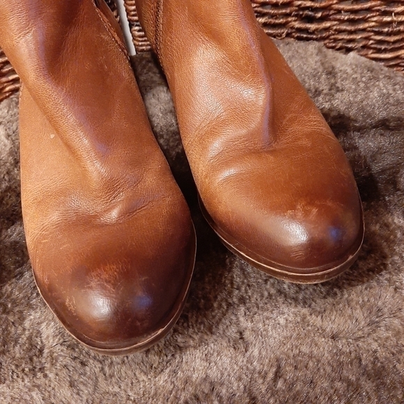 Lucky Brand Basel Leather Ankle Booties Toffee Brown Women's 6M Zippers Boots - Picture 4 of 12